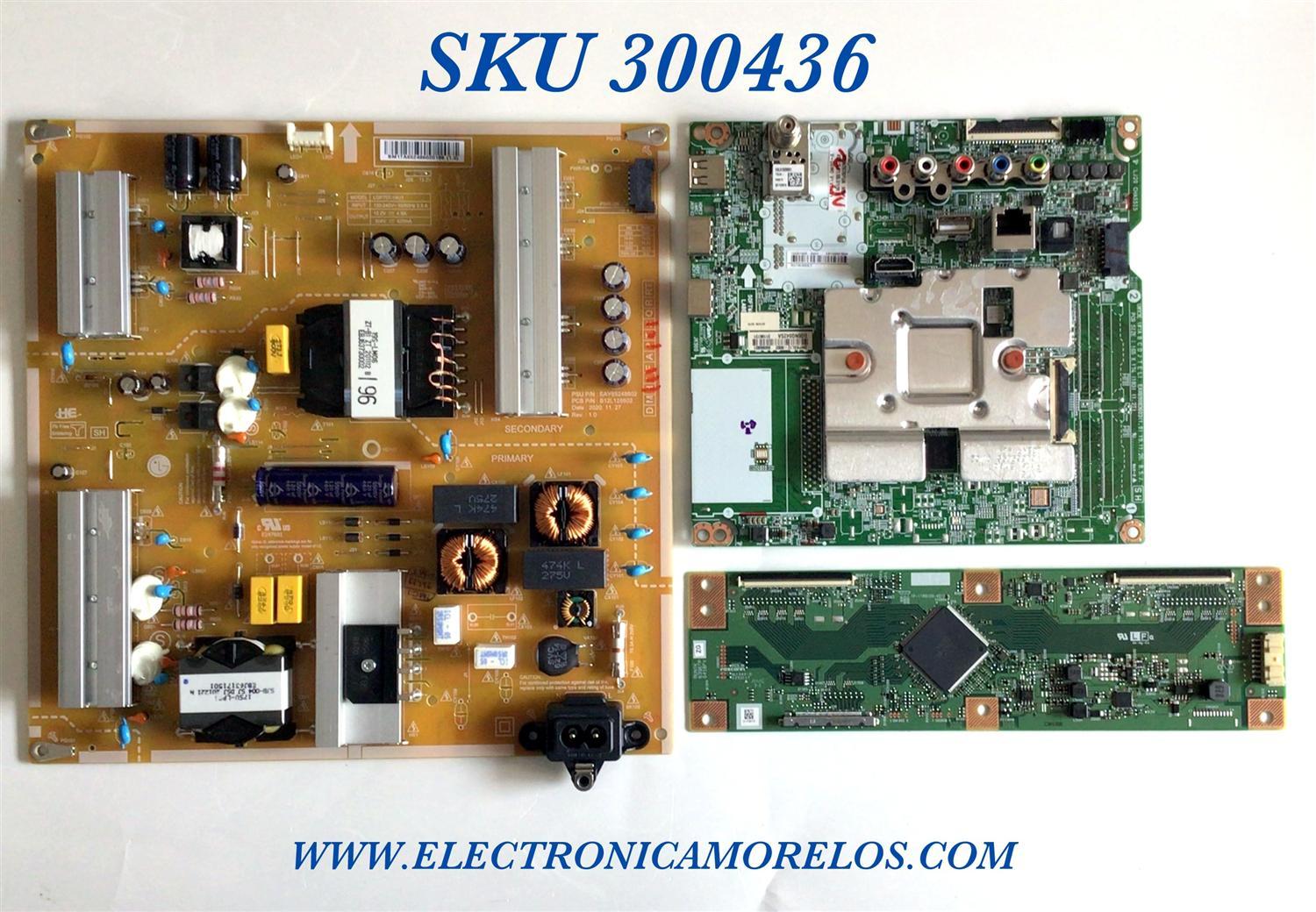 KIT DE TARJETAS TV LG / MAIN EBT66527904 / EAX69083603 / 1CEBT000-0297 / RU13U9A0L / FUENTE EAY65248602 / B12L128602 / T-CON RUNTK6396TPZG / 1P-118BC00-4010 / PANEL NC700DQE-VSHX7 / MODELO 70UN7070PUA.AUSMLKR